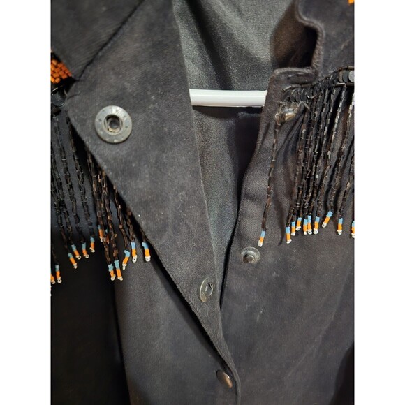 Stone River Western Wear Medium Beaded Fringe Black Snap Front Jacket - Picture 8 of 12